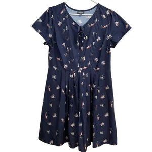 ModCloth Women’s Dress Exploratory Style A-Line Navy Blue Koala Print Size 28